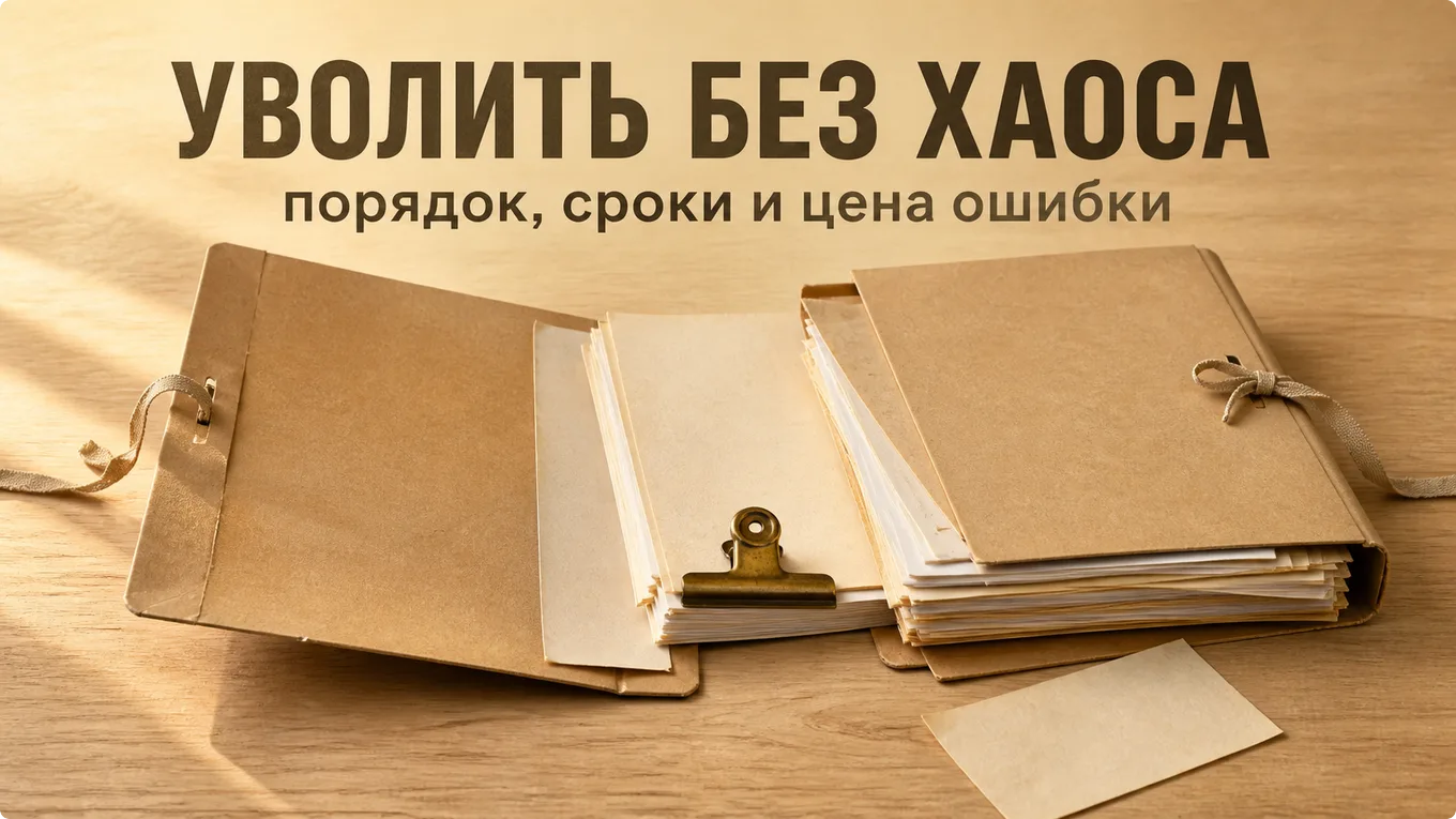 Две раскрытые картонные папки на дубовом столе, часть листов переложена из одной в другую, между ними стопка бумаг под латунной скрепницей.