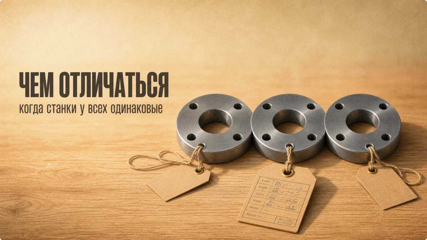 Три одинаковые стальные детали с бумажными ярлыками, заполнен только один