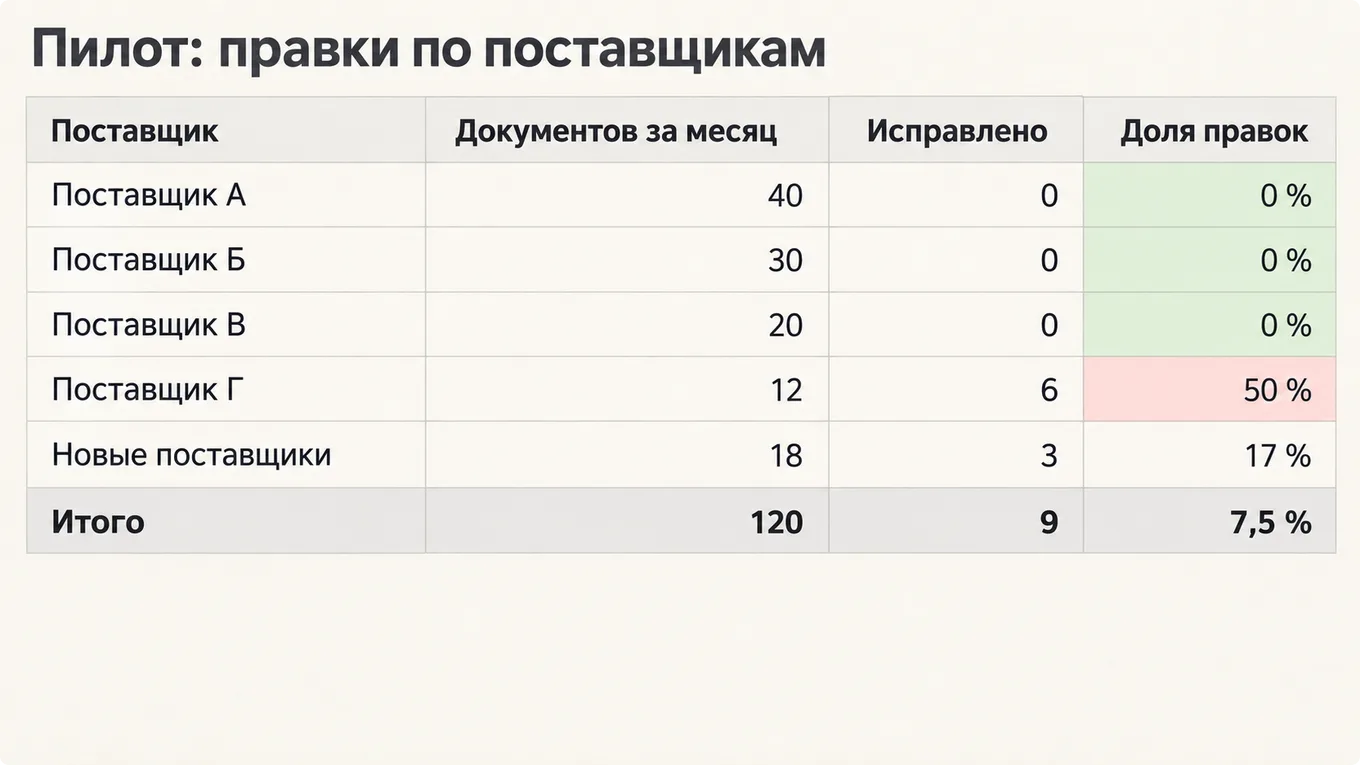 Лист пилота с правками по поставщикам